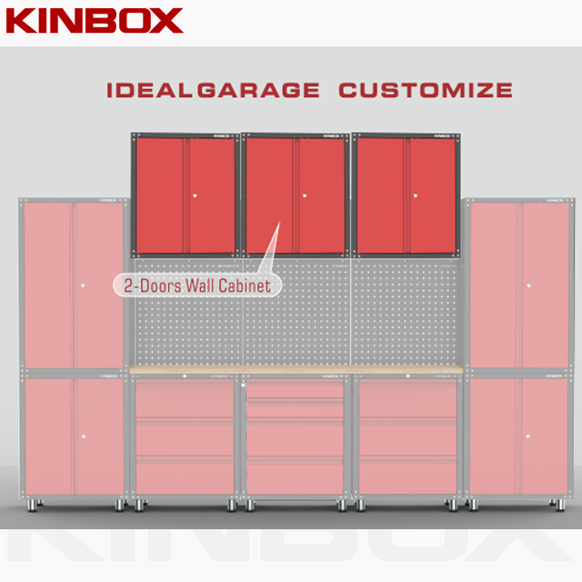 2-Türer-Aufbewahrungsschrank-Werkzeuge Box für Garage an der Wand befestigt