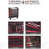 Kinbox 147 PCs Tool Case mit 7 Schubladen, professionelle Trolley -Tools, Kraftwell Tool Set Tools Kit